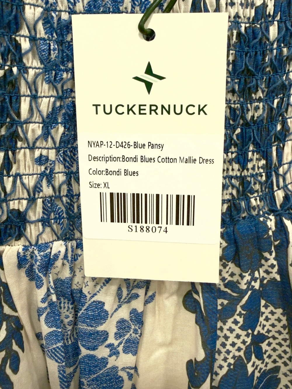Tuckernuck Blue and White Floral Smocked Midi Dress - Picture 8 of 8